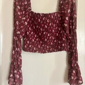 Wild Fable Burgundy Floral Blouse
